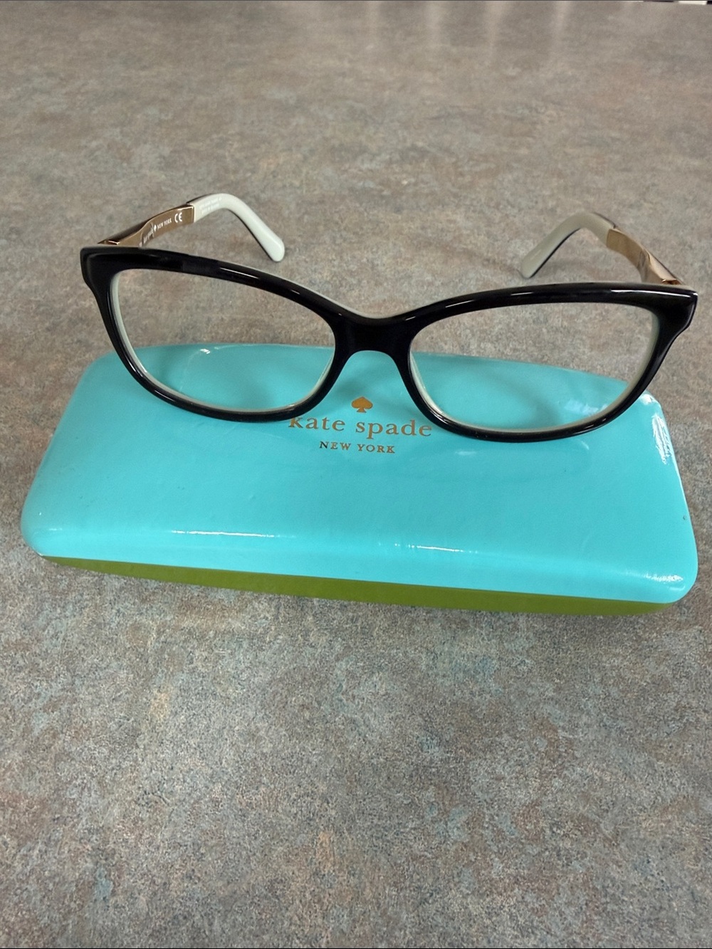 kate spade Black Cat-Eye Eyeglasses with White Temples